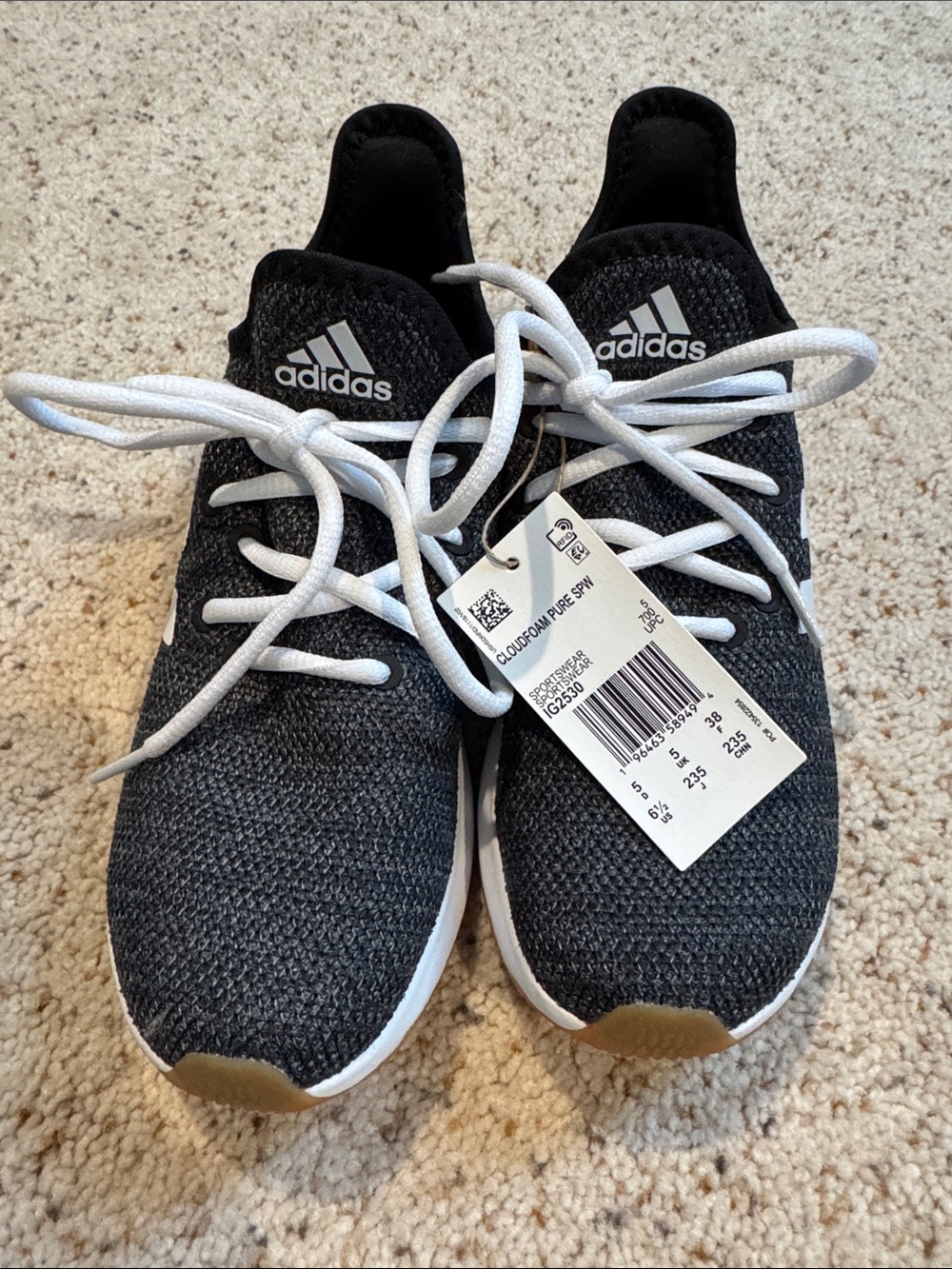 adidas women’s Black and White Cloudfoam Running Sneakers
